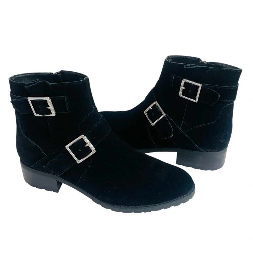 Susina Black Suede Odette Water Resistant Ankle Boots Size 8